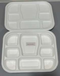 Platos de bagazo biodegradables clásicos de 8 CP, platos de caña de azúcar desechables ecológicos para fiestas, eventos, catering y uso diario - Product Image 1