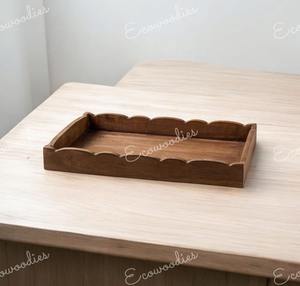 Bandeja de madera recién llegada con asa Bandeja de servicio de madera maciza pulida natural - Product Image 3