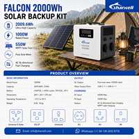 Kit Générateur Solaire Portable Sharxell Falcon 2000Wh, Station d'Énergie 1000W avec Panneau Solaire 400W pour la Maison, le Magasin et les Secours d'Urgence