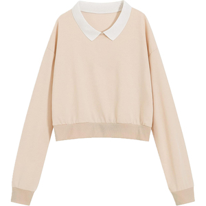 Sweat-shirt d'hiver personnalisé pour femme, écologique, coupe-vent, respirant, en polaire polyester/coton, col en V, rose, avec motif gaufré/brodé - Product Image 1