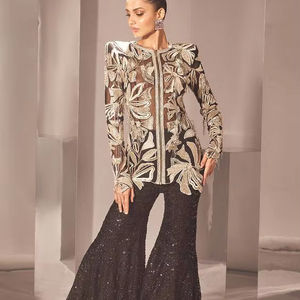 Último diseñador Heavy Faux Georgette bordado secuencia trabajo Sharara traje por FabZone - Product Image 1