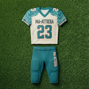 Maillot de football américain personnalisé bleu sarcelle et crème, pantalon rembourré, uniforme d'équipe numéro 23, vêtements de sport haute performance, fournisseur OEM ODM en gros - Product Image 6