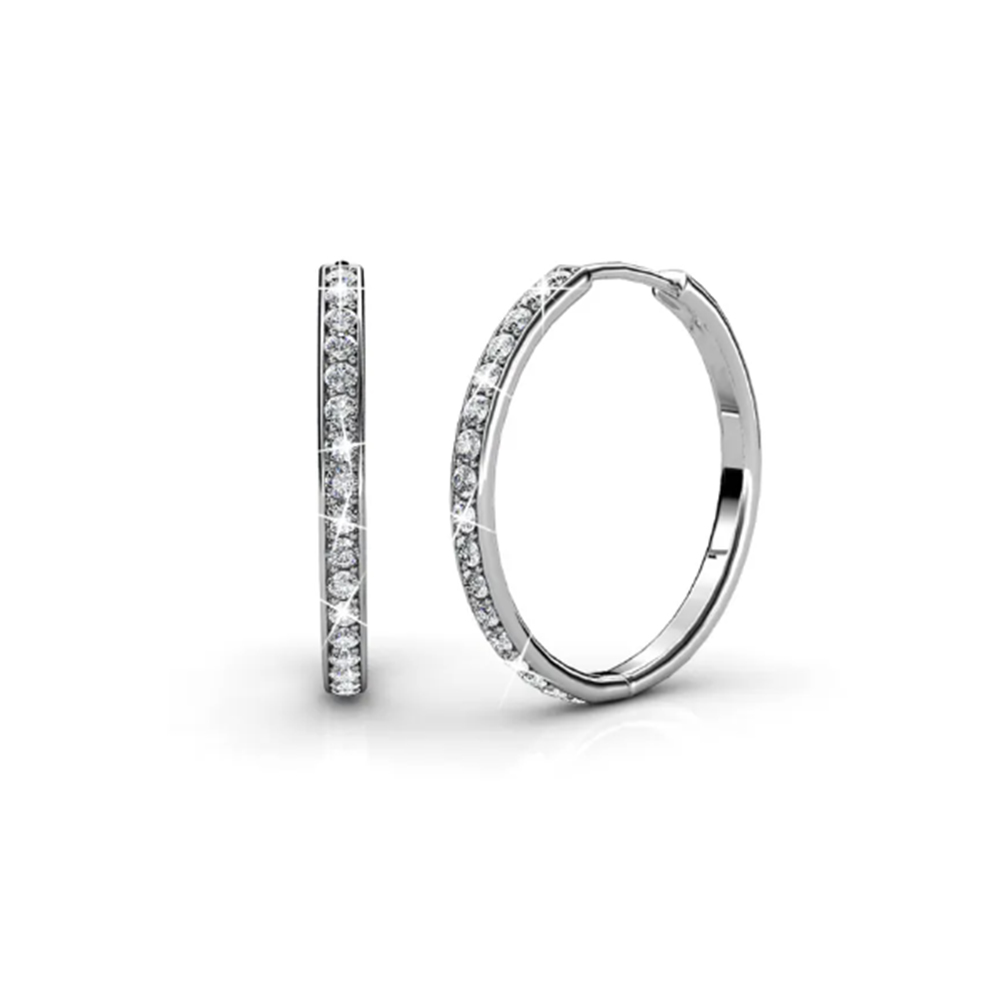 Brass 18k White Gold Plated Simple Hoop Earrings