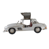 AJ083 - Modèle de voiture classique Mercedes Benz 300L Gullwing argentée, véhicule classique en bois peint à la main, objet de collection nautique pour la maison