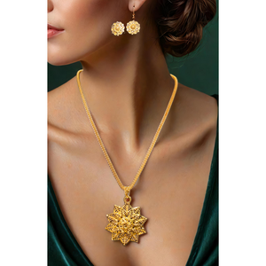 Nouvellement conçu collier boucles d'oreilles ensemble avec plaqué or 22Ct Design Premium collier boucles d'oreilles ensemble pour les femmes porter des bijoux - Product Image 1