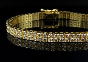 Élégant bracelet tennis rond en or jaune 10 carats diamant cultivé en laboratoire bijoux unisexes de luxe glacés - Product Image 4