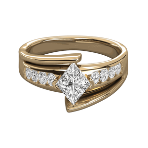 แหวนหมั้นเพชรทรงกลมและทรงเจ้าหญิงสำหรับเธอ - Product Image 2