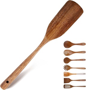 Wooden <b>Spoon</b> Kitchenware Natural Cooking Utensils High Quality <b>Gold</b> Plated Long Handle Eco-Friendly - Product Image 2