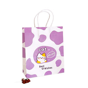 Bolsas de papel de regalo con estampado de animales bonitos con patrones de vaca, gato, oso-Embalaje ecológico para niños y fiestas (verde) - Product Image 4