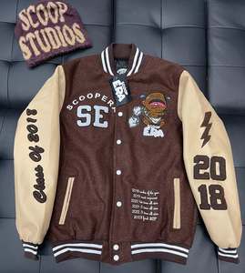 Ventes en gros de vestes de baseball rétro brodées d'ours, nouvelles tendances de printemps, tendance streetwear, personnalité, veste de baseball varsity pour femmes - Product Image 1