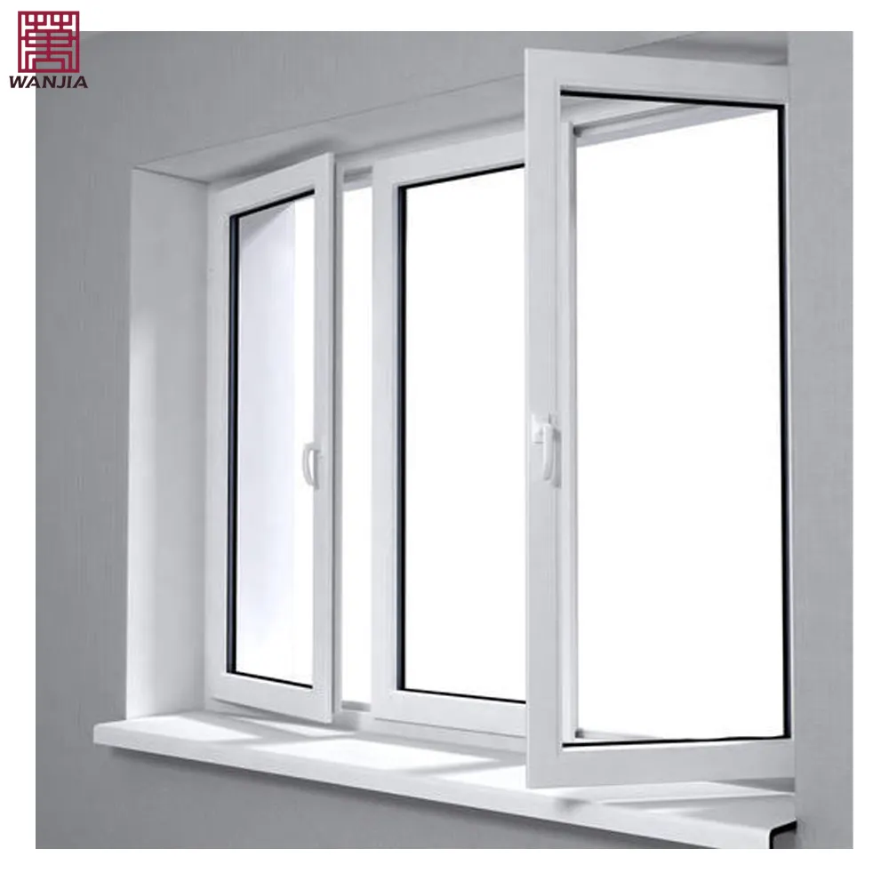 WANJIA Customized Waterproof Kitchen Casement Windows Security PVC Material Casement Window