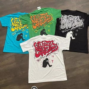 Venta al por mayor 250 gramos 100% algodón hombres de gran tamaño de manga corta transpirable pantalla impresa camiseta de peso pesado High Street Trendy - Product Image 2