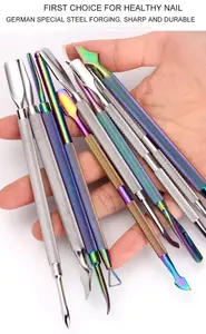 Fabricantes de productos de belleza Empujadores Forma Pinzas para cutículas Mango de goma Empujadores para cutículas - Product Image 5