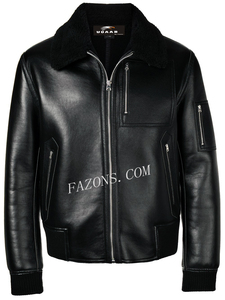 Men's OEM Eco-Friendly Anti-UV Shearling Flying Casual Aviator B3 Flight Winter <b>Sherpa</b> Fur Sheep Skin Bomber Jacket - Product Image 5