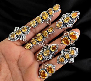 Nouvelle bague en argent sterling 925 populaire avec bagues de créateur de pierres précieuses citrine originales prix d'usine en gros bijoux en vrac - Product Image 3