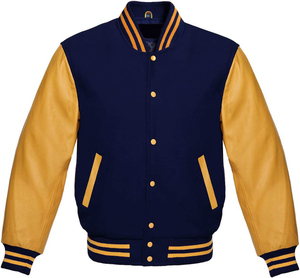 Veste High Street Varsity pour homme 100% laine peau de vache cuir respirant manteau d'hiver avec manches régulières chenille brodée - Product Image 5