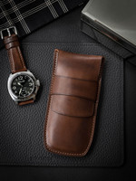 Custom Groothandel Echt Lederen Elegante Bruin Horloge Reiskoffer Pocket Organizer Duurzaam Milieuvriendelijk Slot Premium Italiaanse Doos