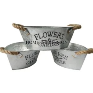 Fabricant de jardinières et pots de fleurs en étain galvanisé Jardinières et pots fantaisie décoratifs extérieurs de qualité grise de luxe - Product Image 2