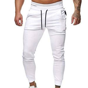 กางเกงวิ่งเอวสูงของผู้ชายทรงสลิมฟิตชุดออกกำลังกายระบายอากาศได้ดีสำหรับวิ่งลำลองด้านหน้ามีกระเป๋าหน้าเรียบแฟชั่น - Product Image 4