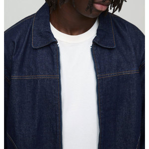 Veste en jean formelle élégante pour homme en gros, col montant, respirante, en toile, motif uni, logo personnalisé, 100% coton - Product Image 6