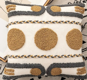New Collection Modern Cotton <b>Tufted</b> <b>Cushion</b> <b>Cover</b> Circle Design High Quality Soft Texture Fabric Woven Pillow <b>Cover</b> Wholesale - Product Image 4