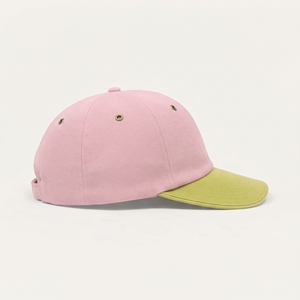 Casquette de baseball unisexe 6 panneaux rose et vert citron, ajustable, en toile de couleur unie, pour un usage décontracté printemps-été, avec intérieur en satin de soie - Product Image 4