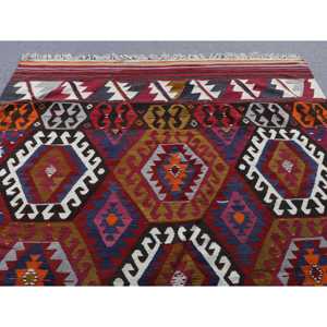 5.5x8.5 ft Rug, Vintage Turkish Rug, <b>Red</b> Kilim <b>Wool</b> Rug - Product Image 4