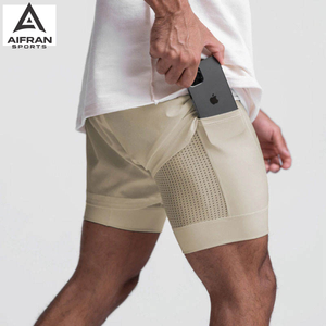Pantalones Cortos Deportivos Aifran para Hombre con Bolsillos con Cremallera, Secado Rápido, para Gimnasio, Entrenamiento, con Logotipo Personalizado, de Malla - Product Image 6