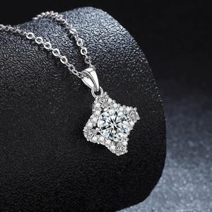 Collier pendentif trèfle à quatre feuilles en argent sterling 925 de haute qualité, avec moissanite VVS D, 1 carat, pour femme, noir - Product Image 6