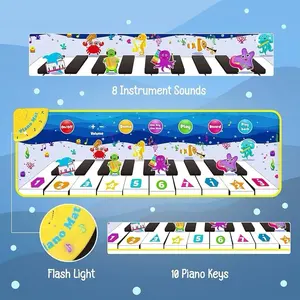 Tappetino Musicale Elettronico per Bambini 43\" con Tastiera Touch, Strumento Giocattolo a Batteria per Neonati e Bambini, Realizzato in Materiale PC - Product Image 3