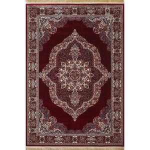 Alfombra turca de lujo hecha a máquina, poliéster rojo intenso, premium para sala de estar, del fabricante de Gaziantep. - Product Image 1