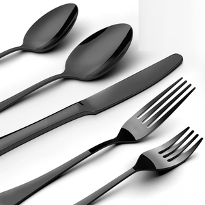 ชุดมีดโลหะสีดำคลาสสิกชุดเครื่องใช้บนโต๊ะอาหาร24ชิ้นทำจากโลหะชุดช้อนและส้อมมิเรอร์ - Product Image 5