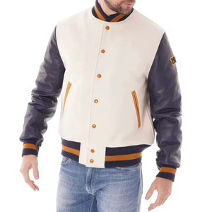 Veste universitaire Letterman unisexe à la mode pour hommes veste universitaire en cuir au design personnalisé pour tenue décontractée couverture avec bouton - Product Image 4