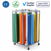 Distributeur de rouleaux de papier vertical carré JH-Mech 8 rouleaux avec roulettes, support de papier mobile de 25 à 36 pouces, coupe-rouleau de papier