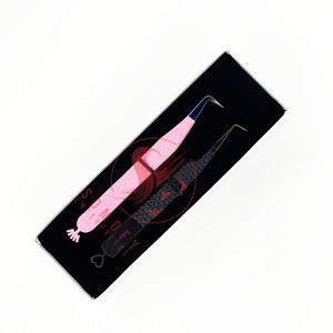 Pince à épiler d'extension de cils à pointe en micro-fibre Emballage personnalisé en acier inoxydable durable Pince à épiler à volume pointu - Product Image 3