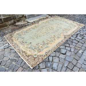 5.4x9.7 ft Turkish Large Rug, <b>Brown</b> Yellow Vintage Southwestern <b>Wool</b> Rug - Product Image 3