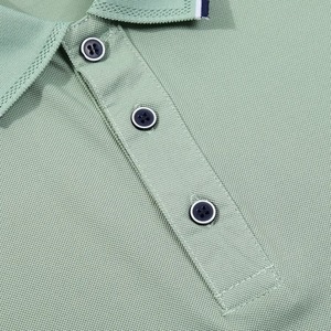 T-shirt polo décontracté de couleur unie pour homme Nouveau pull à manches courtes en tissu tricoté imprimé Chemise saisonnière - Product Image 3