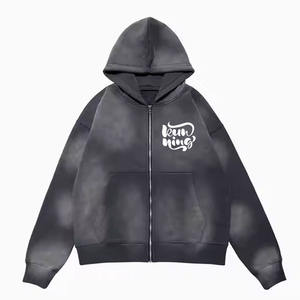 Trajes de chándal para hombres Pantalones de chándal de moda y conjunto de Sudadera con capucha Cremallera hasta Personalizar Stitch Sudaderas con capucha lavadas con ácido para hombres - Product Image 3