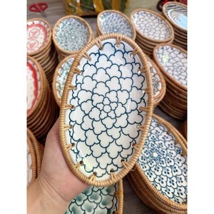 Vietnam Artisanat Ustensiles de cuisine et vaisselle Plateau en rotin et céramique pour la nourriture fruits maison hôtel servant - Product Image 3