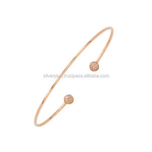 Última colección 14K oro sólido diamante disco ajustable abierto brazalete joyería proveedor al por mayor - Product Image 4