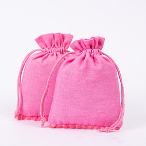 Bolsa Pequeña de Algodón Rosa Claro Hecha a Mano con Cordón y Logotipo Personalizado Impreso para Empaque, Marcas Minoristas, Eventos, Disponible al por Mayor - Product Image 4