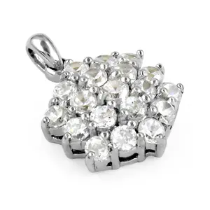 925 Silver Cubic Zirconia Pendant with Gold Plating Women's Classic <b>Religious</b> <b>Gift</b> Jewelry Featuring a Number Pattern Diamond - Product Image 2