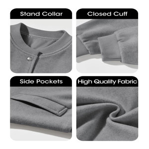 Women Cropped Bomber Jacket Wool Blend Letterman Short Coats Long Sleeve <b>Button</b> Down Winter Casual Outerwear Jacket - Product Image 6