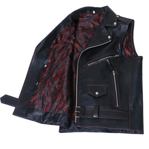 Nouveau design Gilet de motard en cuir Gilet de moto pour hommes Gilet d'extérieur sans manches en cuir de style motard - Product Image 2