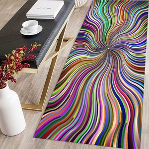 Alfombra con Estampado de Ilusión Óptica Colorida: Diseño Moderno y de Tendencia, Personalizado en Chenilla, con Pelo Suave - Product Image 4