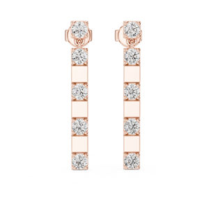 Pendientes de Diamantes Redondos de Oro Amarillo de 14K Cultivados en Laboratorio |   Joyería de Compromiso para Mujer, Lujosa, Certificada, Regalo de Aniversario de Bodas - Product Image 3