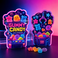 Sachet d'emballage refermable à motif de dessin animé imprimé sur mesure, découpé sur mesure, forme spéciale, résistant aux enfants, pour bonbons gélifiés