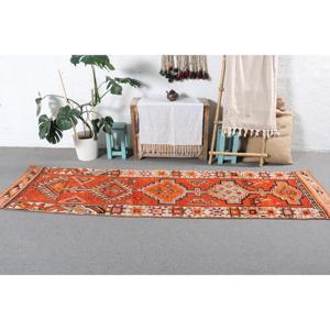 พรมตุรกี, พรมวิ่งขนาด 2.5x9.5 ฟุต, พรมวินเทจลายต้นไม้สีส้มทำจากขนสัตว์ - Product Image 3