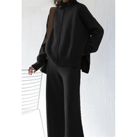 Ensemble de salon en coton 2 pièces pour femmes Style solide automne mode pantalons de survêtement avec poches confortable survêtement confortable voyage aéroport tenues