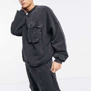 Conjunto de 2 piezas de sudadera con capucha y pantalones de chándal de felpa francesa de algodón estampado con efecto ácido, ligero, oversize para hombre - Product Image 3